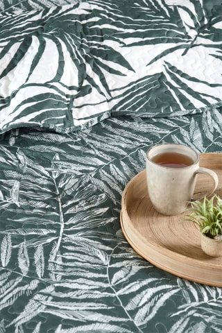 Colcha y funda de almohada Manisa - Verde y blanco