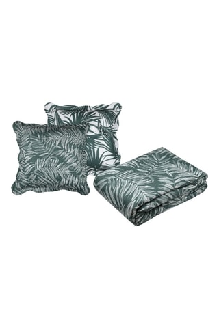 Colcha y funda de almohada Manisa - Verde y blanco