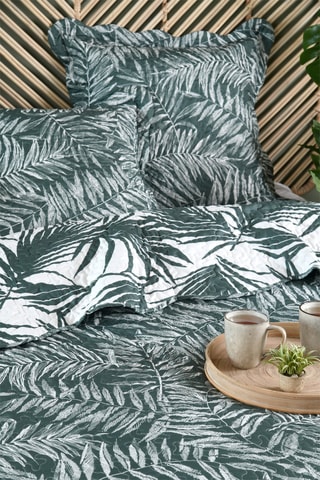 Colcha y funda de almohada Manisa - Verde y blanco