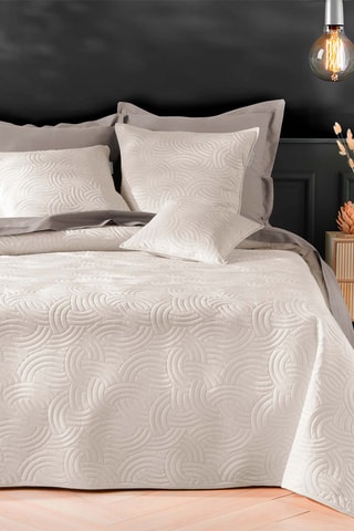 Colcha y fundas de almohada de terciopelo Solange - Crema