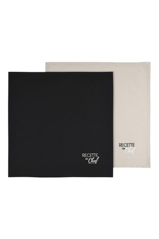 2 servilletas de tela Duo - Negro y beige