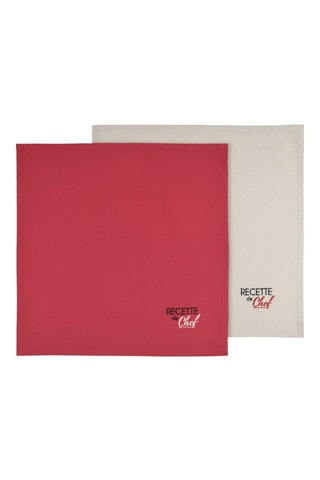 2 servilletas de tela Duo - Rojo y beige