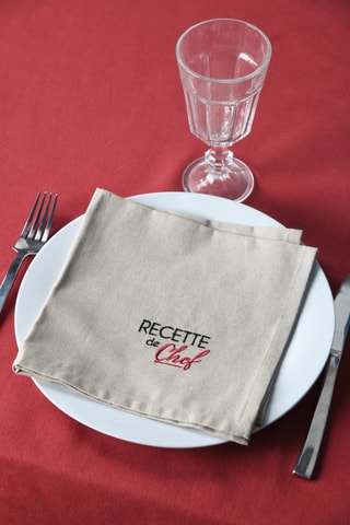 2 servilletas de tela Duo - Rojo y beige