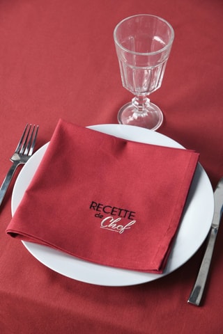 2 servilletas de tela Duo - Rojo y beige