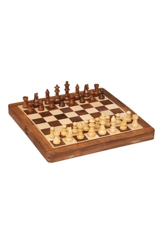 Ajedrez de acacia Laney - Marrón y beige