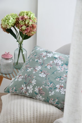 Cojín Nishio - Verde claro y blanco - 50 x 50 cm