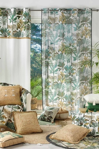 Cojín desenfundable Balinesia - Beige y verde - 40 x 40 cm