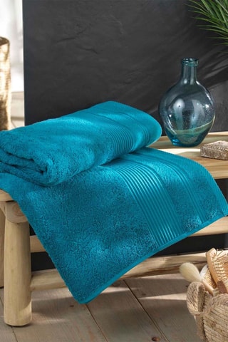 Toalla de baño Tendresse - Azul pato - 90 x 150 cm