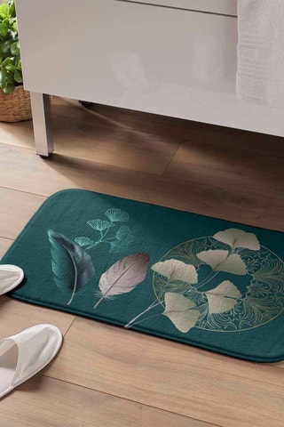 Alfombra de baño Ginkoblue - Azul pato - 45 x 75 cm