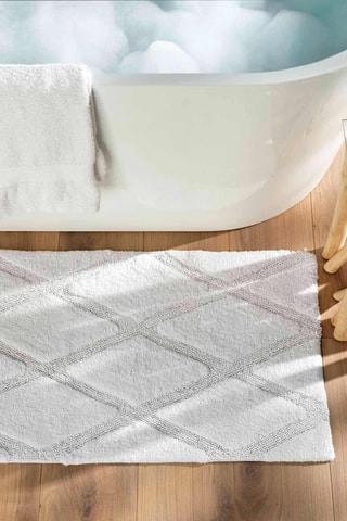 Alfombra de baño Thais - Blanco - 50 x 80 x 0,8 cm