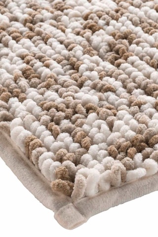 Alfombra de baño Friza - Blanco y arena - 45 x 75 cm