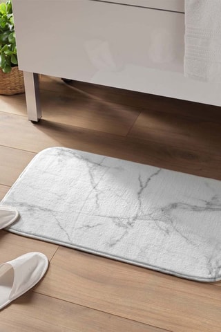 Alfombra de baño Marbre - Gris y blanco - 75 x 45 cm