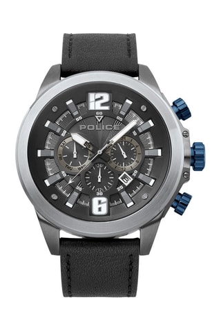 Reloj de cuarzo de piel - Negro y plateado