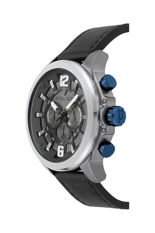 Reloj de cuarzo de piel - Negro y plateado