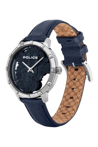 Montre à quartz en cuir - Bleu marine et argenté