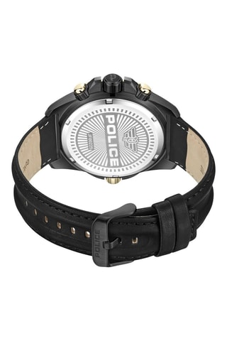 Reloj de cuarzo de piel y chapado en ion negro - Negro y dorado