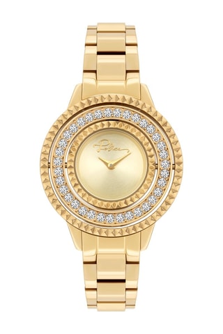 Reloj de cuarzo de acero chapado en ion de oro amarillo - Dorado