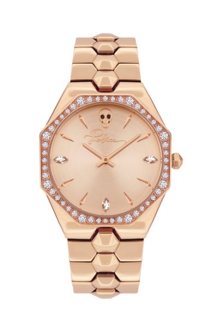 Reloj de cuarzo bañado en oro rosa