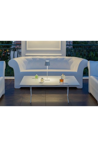 Sofá de jardín Sirchester - Blanco - 3 plazas