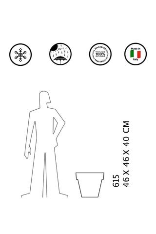 Vase Bordato Liscio - 40 cm - Anthracite