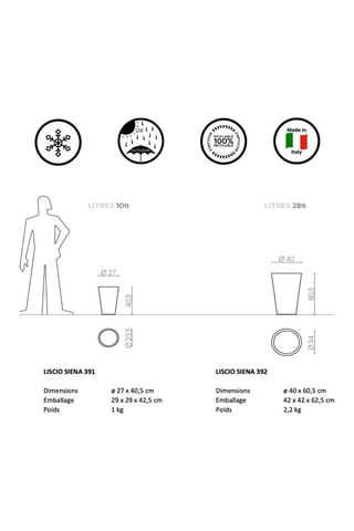 Vase Liscio Siena - 40 x 40 x 60,5 cm - Gris clair