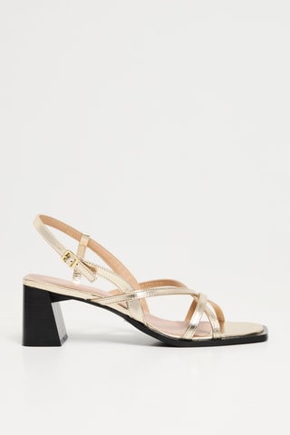 Sandálias de salto em couro - Dourado