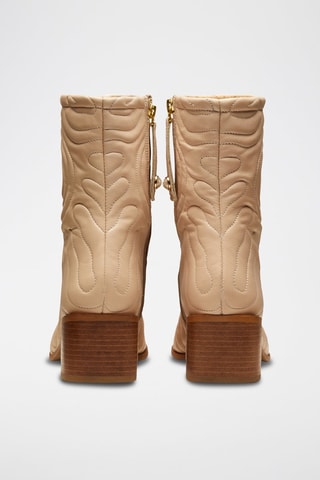 Botins de salto em couro de cabra - Nude