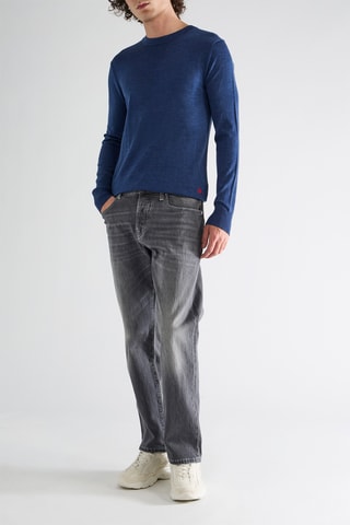 Camisola em lã merino - Azul-marinho