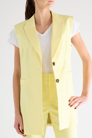 Gilet long en lin sans manches - Jaune pâle
