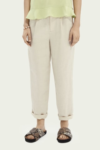 Calças tailored em linho - Bege
