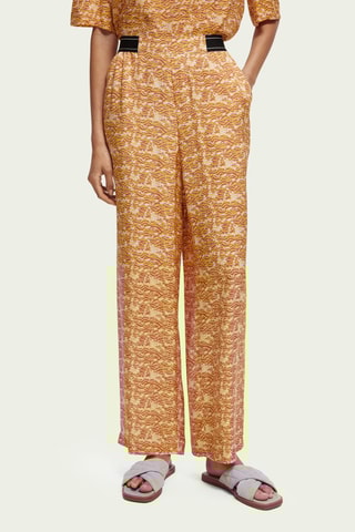 Calças wide legs de pijama - Vermelho e verde