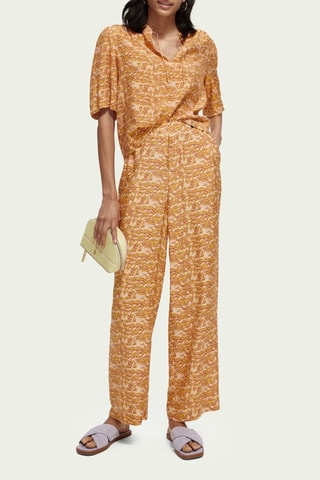 Calças wide legs de pijama - Vermelho e verde