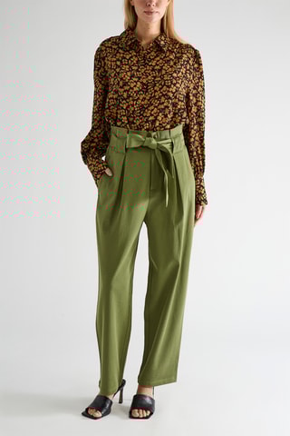 Calças de cintura subida - Verde