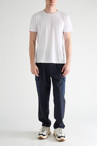 Calças cargo em lã virgem - Azul-marinho