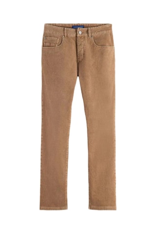 Calças slim em veludo - Castanho