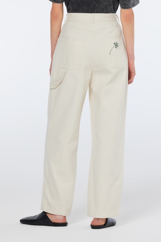 Calças de ganga loose cintura alta - Branco