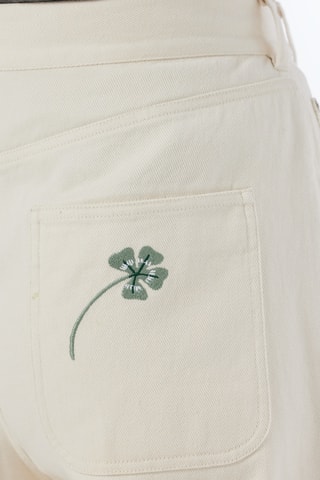 Calças de ganga loose cintura alta - Branco