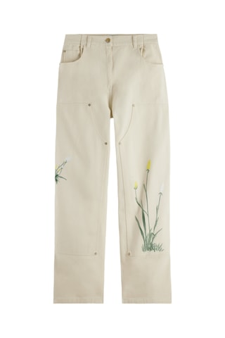 Calças de ganga loose cintura alta - Branco