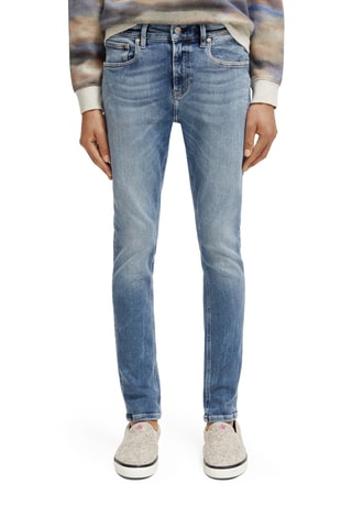 Calças de ganga skinny em algodão biológico - Azul-cobalto