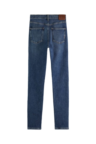 Calças de ganga skinny em algodão biológico de cintura subida - Azul