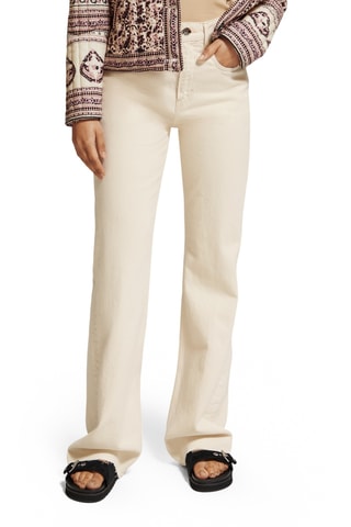 Calças de ganga bootcut em algodão biológico - Bege