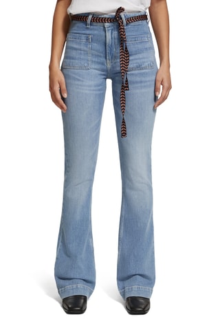 Calças de ganga flare em algodão biológico - Azul