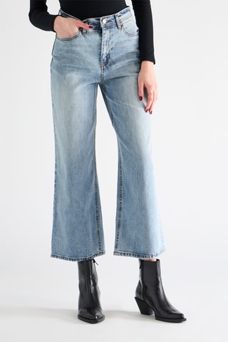 Calças de ganga wide legs - Azul-celeste