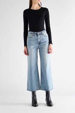 Calças de ganga wide legs - Azul-celeste