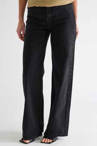 Calças de ganga wide legs - Preto