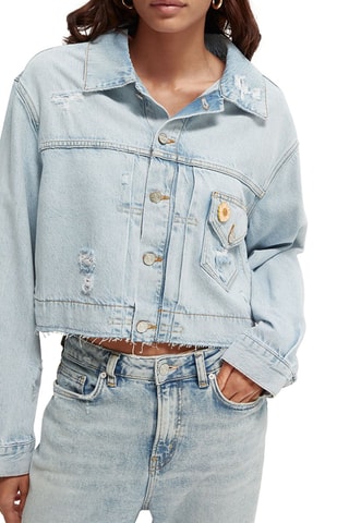 Casaco de ganga em algodão biológico Azul-claro