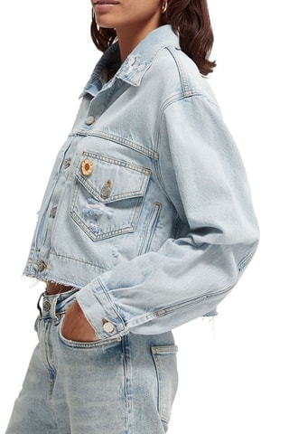 Casaco de ganga em algodão biológico Azul-claro