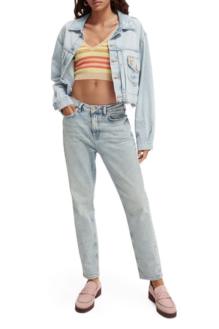 Casaco de ganga em algodão biológico Azul-claro