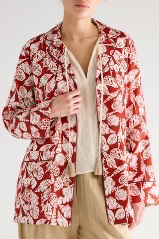 Camisa de pijama - Vermelho-tijolo e cru