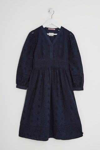 Vestido midi em algodão biológico - Azul-marinho